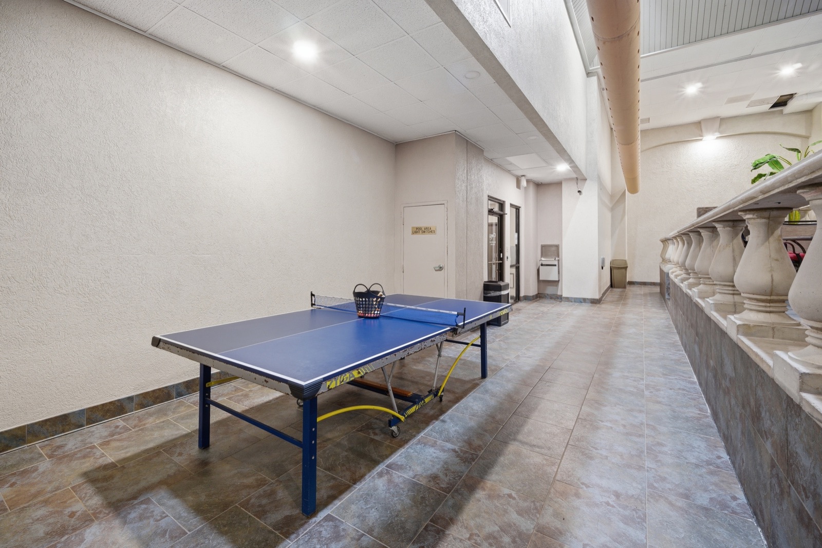 Game table beside the pool