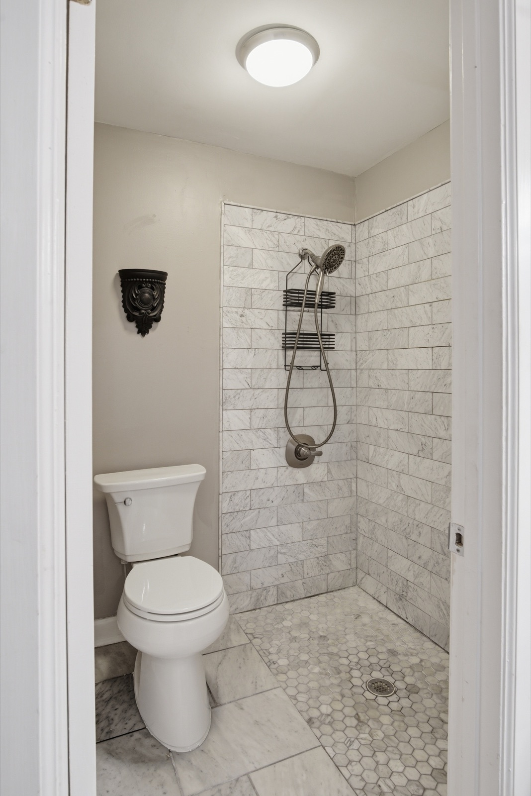 Marble walk-in shower